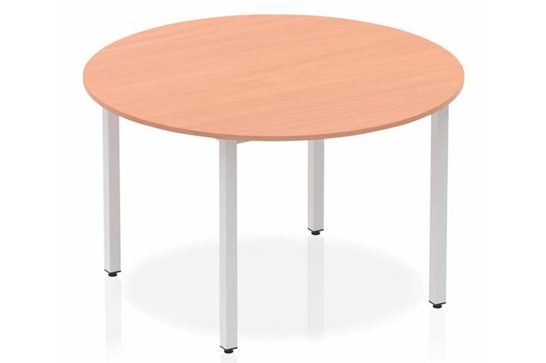 Price Point Beech Circle Table 1200 Box Frame Leg Silver