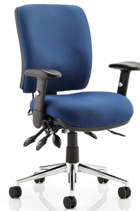 View Blue Hercules Medium Back Heavy Duty Operator Chair Independent Seat Slide Height Adjustment Locking Reclining Height Adjustable Backrest information
