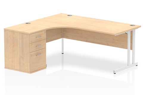 Solar Maple Corner Cantilever Workstation - 1400mm Left handed 