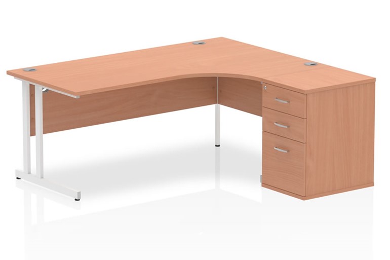 Price Point Beech Corner Cantilever Workstation