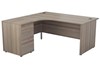 Kestral Grey Oak Corner Panel Desk And Pedestal