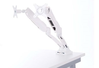 White Double Monitor Arm - White