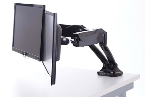 White Double Monitor Arm - Black 