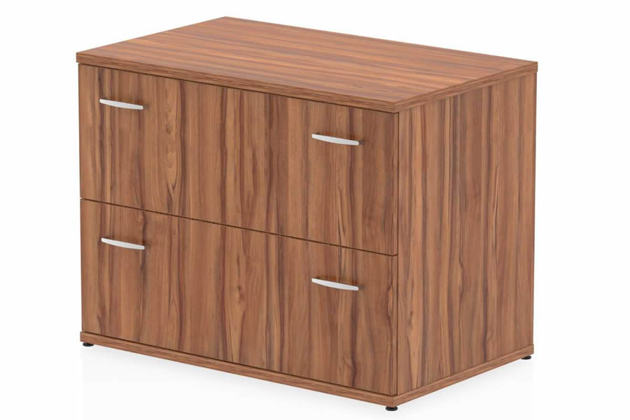 View Walnut Finish Wooden Two Drawer Side Filing Chest Cabinet Fully Extending Drawers Anti Tilt Mechanism Scratch Resistant Surface Nova information
