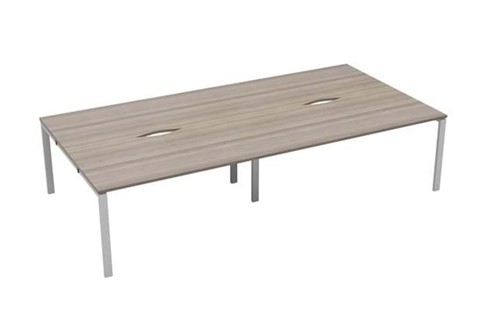 Kestral Grey Oak 4 Person Bench Desk - 1200mm Silver Leg