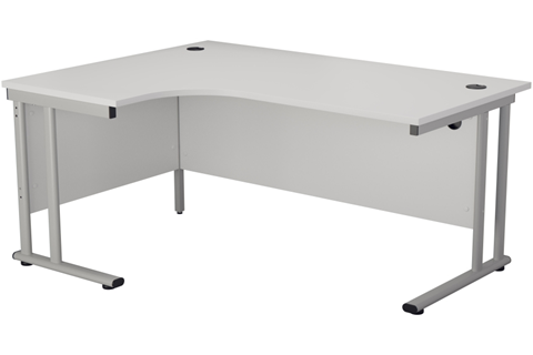 Kestral White Cantilever Crescent Workstation - Left Handed 1600mm Silver Leg