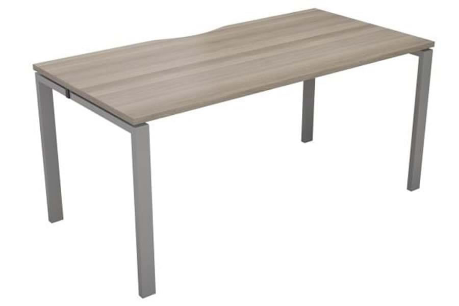 View Kestral Grey Oak 1 Person Single Bench Desk 1400mm Silver information