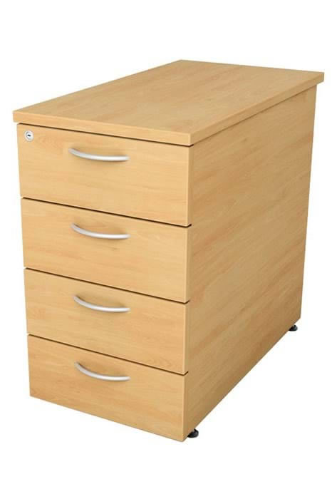 View Home Office Wooden Beech Finish 4 Locking Drawer Desk High Pedestal Storage Full Extending Metal Drawer Runners Locking Drawers information