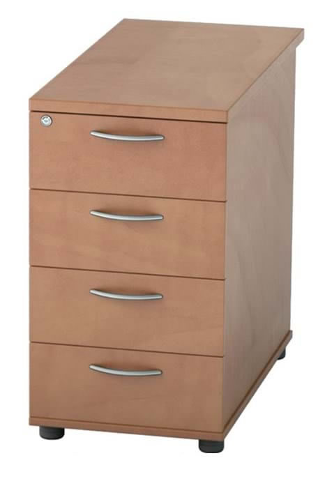 View Home Office Wooden Beech Finish 4 Locking Drawer Desk High Pedestal Storage Full Extending Metal Drawer Runners Locking Drawers information