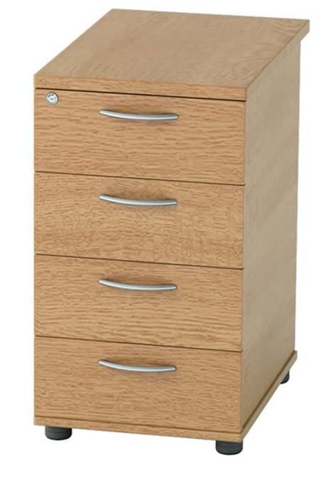 View Home Office Wooden Beech Finish 4 Locking Drawer Desk High Pedestal Storage Full Extending Metal Drawer Runners Locking Drawers information