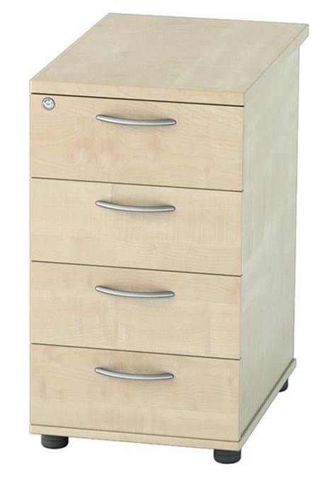 View Home Office Wooden Beech Finish 4 Locking Drawer Desk High Pedestal Storage Full Extending Metal Drawer Runners Locking Drawers information