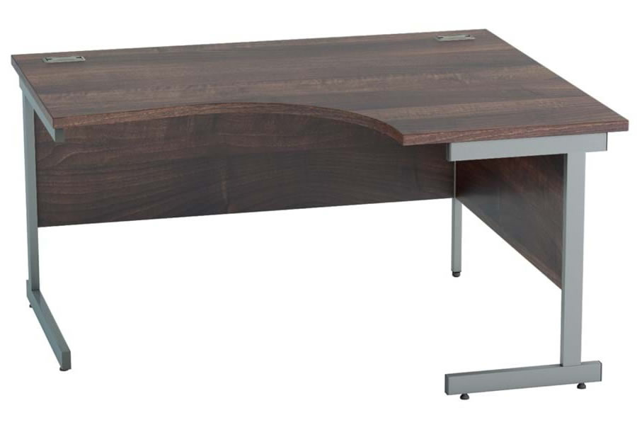 View 180cm x 120cm Walnut LShaped RightHanded Corner Cantilever Office Desk Workstation 2 Cable Management Access Ports Silver Steel Frame Harmony information