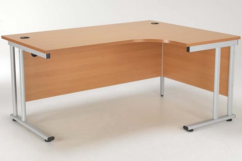 Kestral Beech Cantilever Crescent Workstation - Right Handed 1600mm Silver Leg