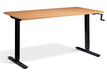 Solo Hand Crank Rectangular Height Adjustable Desk - Beech Black 1200mm