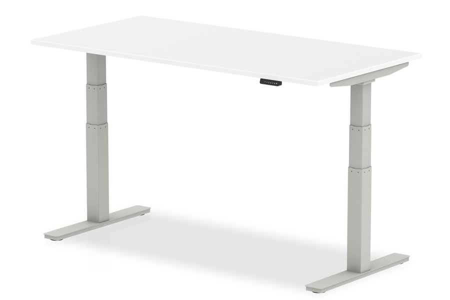 Height Adjustable Rectangular White Office Desk 4 Sizes Polar