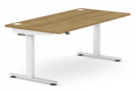 Sit Stand Rectangular Desk - W1200 x D800mm Birch White 
