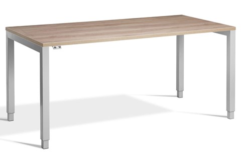 Crown Rectangular Height Adjustable Desk - 1400mm Silver Grey Oak 