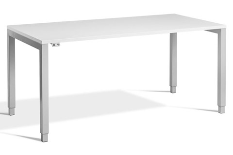 Crown Rectangular Height Adjustable Desk - 1400mm Silver White 