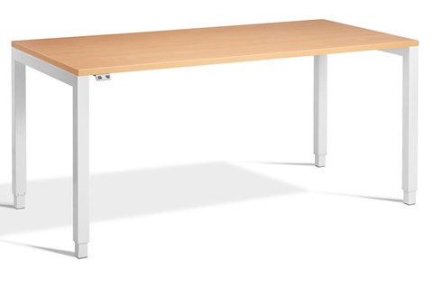Crown Rectangular Height Adjustable Desk - 1400mm White Beech 