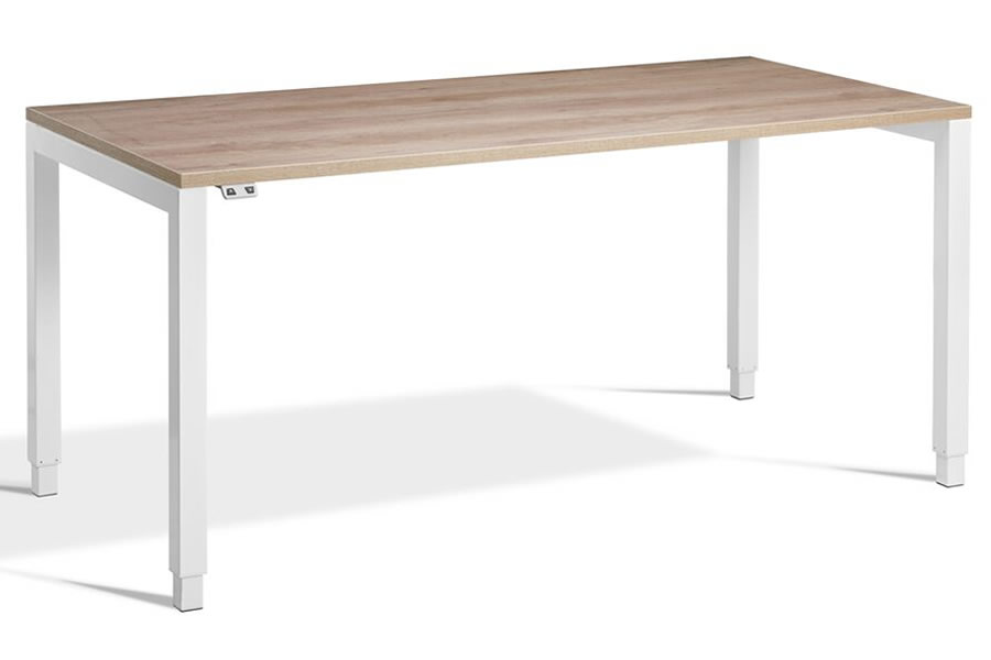 View Crown Grey Oak Rectangular Height Adjustable Desk 1800mm x 800mm White Steel Frame PreSet Height Settings Scratch Resistant Surface information