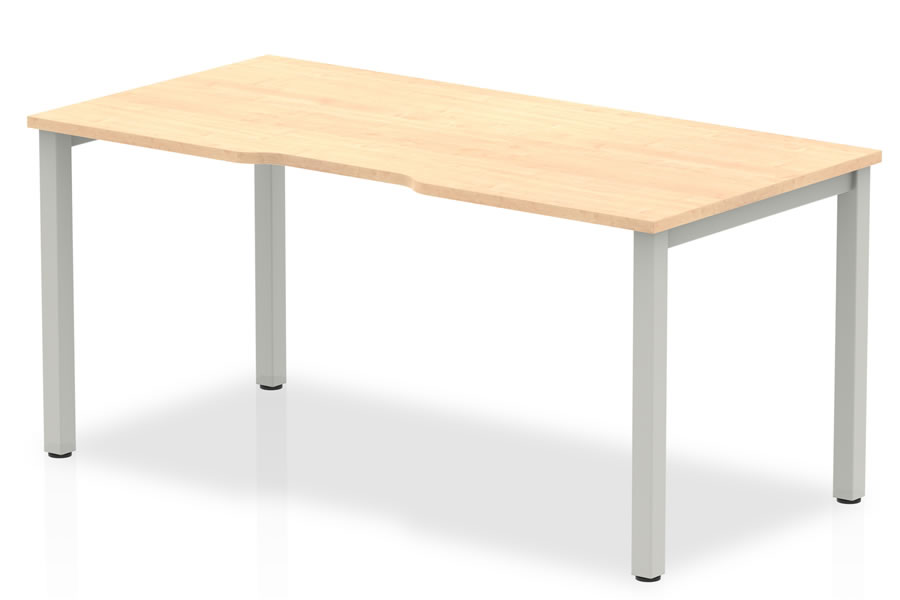 View Maple Finish Singular Bench Office Desk 160cm x 80cm Cable Management Scratch Resistant Surface Levelling Feet Steel Frame Portland information