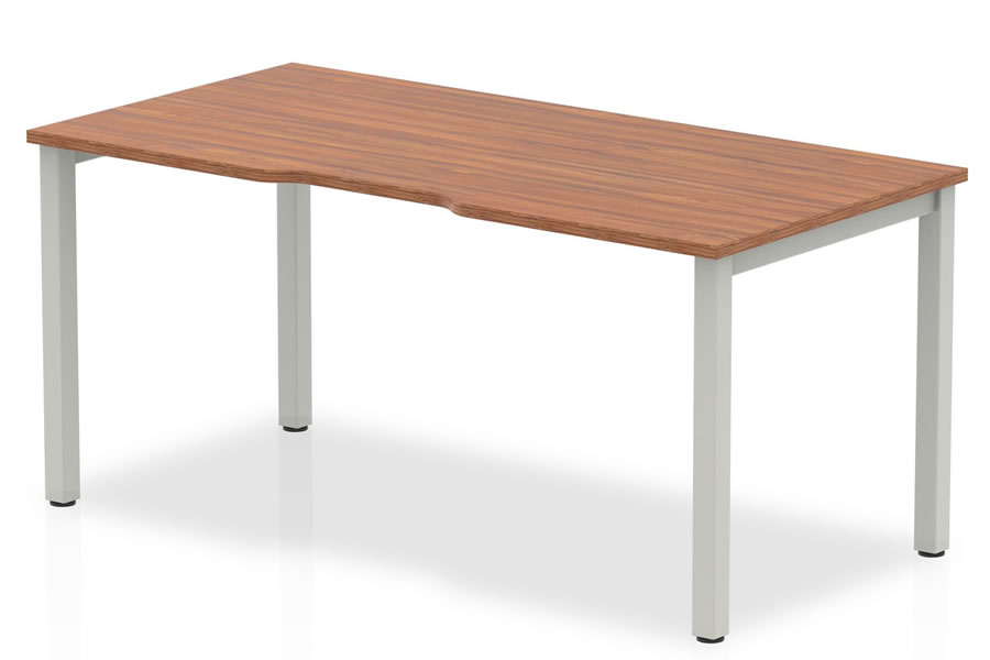 View Walnut Finish Singular Bench Office Desk 120cm x 80cm Cable Management Scratch Resistant Surface Levelling Feet Steel Frame Portland information