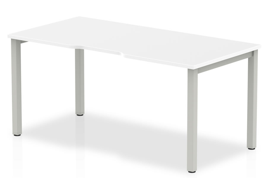 View White Finish Singular Bench Office Desk 140cm x 80cm Cable Management Scratch Resistant Surface Levelling Feet Steel Frame Portland information