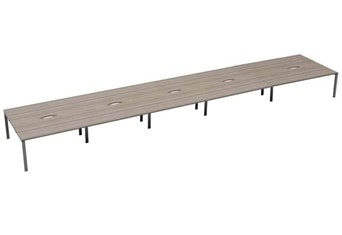 Kestral Grey Oak 10 Person Bench Desk - 1200mm Silver Leg