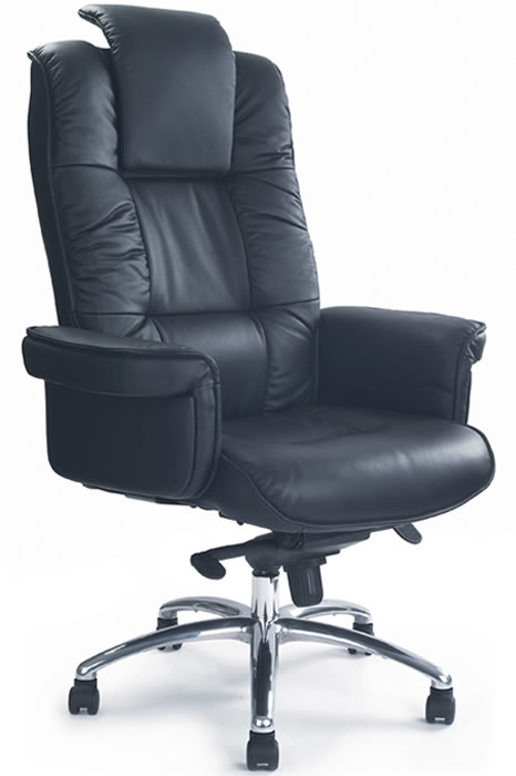 View Black Home Office Executive Managers Chair Reclining Backrest With Adjustable Headrest Deeply Padded Height Adjustable Seat Easy Roll Wheels information