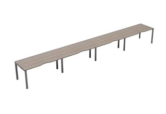 Kestral Grey Oak Single 4 Person Bench Desk - 1200mm Silver Leg