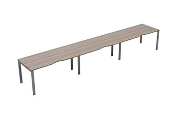 Kestral Grey Oak Single 3 Person Bench Desk - 1200mm Silver