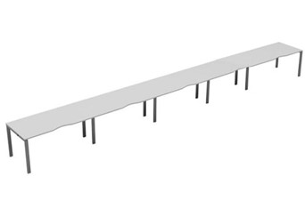 Kestral White Single 5 Person Bench Desk - 1200mm Silver