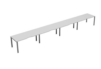 Kestral White Single 4 Person Bench Desk - 1200mm Silver Leg