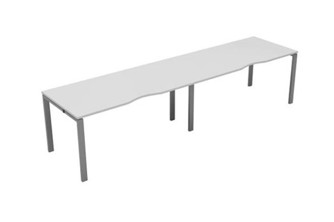 Kestral White Single 2 Person Bench Desk - 1200mm Silver Leg
