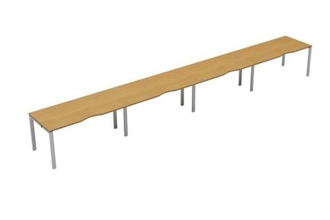 Kestral Single 4 Person Bench Desk - 1200mm Beech Silver