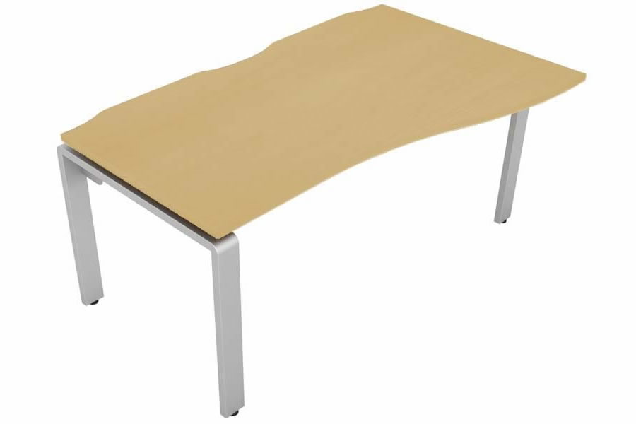 View Maple Wave Bench Office Desk Silver Leg Right Handed W1400mm x D600mm Aura Beam information