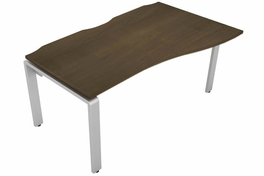 View Walnut Wave Bench Office Desk Silver Leg Right Handed W1200mm x D600mm Aura Beam information