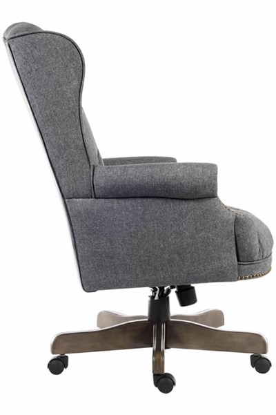 Large Traditional Grey Fabric Office Chair - Button Tufted - Chairman