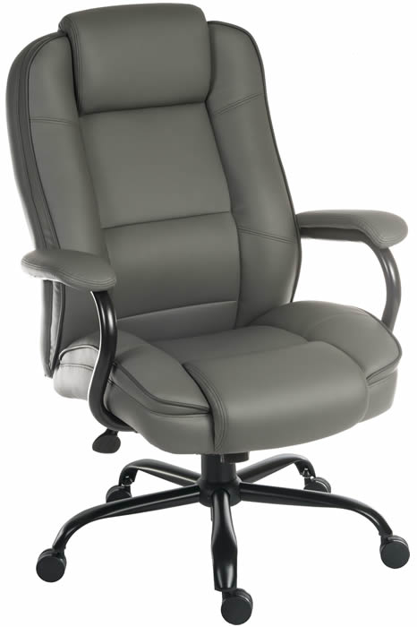 View Executive Padded Leather Office Chair Heavy Duty 27 Stones Tested 3 Colours Grey Blue Brown Seat Height Adjustment Integral Headrest Char information