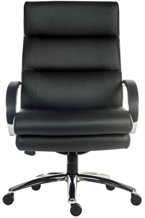 View Heavy Duty Black Office Chair With Armrest Deeply Padded Seat Backrest Chrome Padded Armrest Samson information