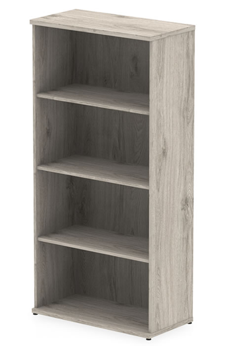 View Grey Oak Home Office Standing Bookcase 80cm Wide x 160cm Tall 3 Adjustable Shelves Box File Or Book Storage Impulse Bookcase information
