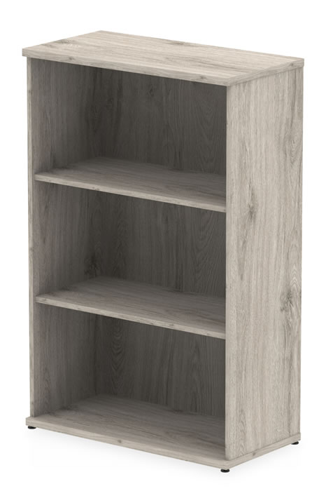 View Medium Height Open Bookcase With Two Adjustable Shelves In Grey Oak Finish For Home Office Study 120cm Tall Levelling Feet Holds A4 Folders information
