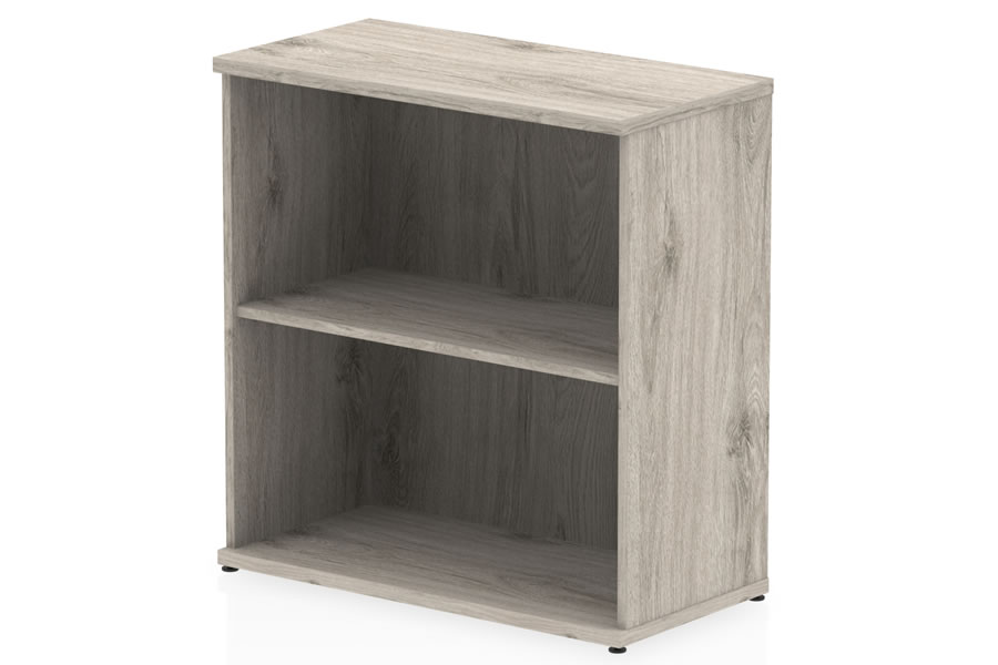 View Desk High Open Bookcase With One Adjustable Shelf In Grey Oak Finish For Home Office Study 80cm Tall Levelling Feet Holds A4 Folders information