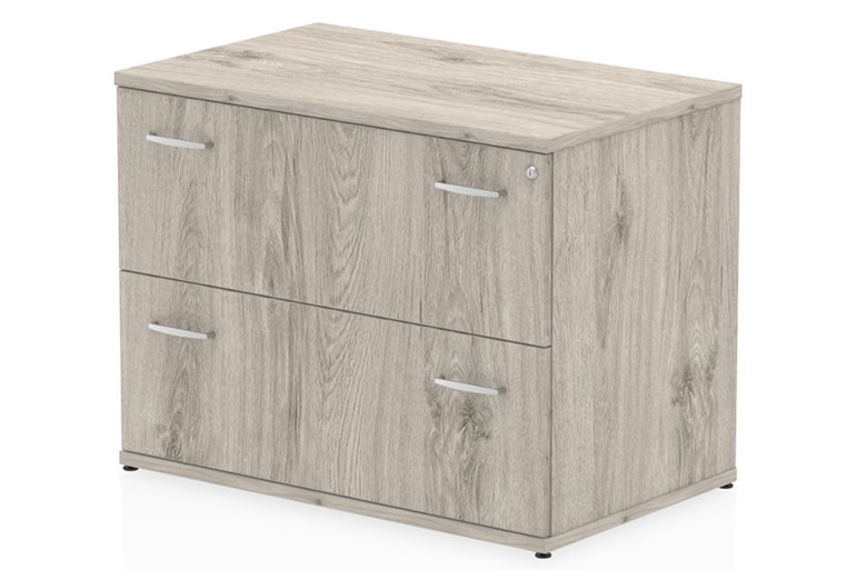 Gladstone Grey Oak 2 Drawer Desk High Side Filer