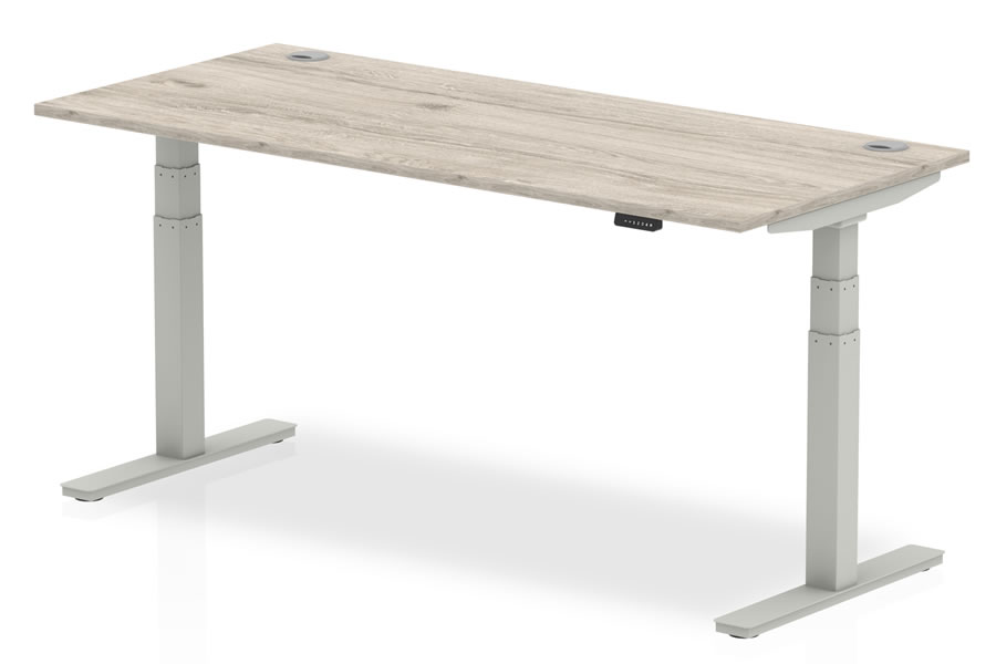 View Grey Oak Electric Height Adjustable Standing Office Desk 1800mm x 800mm LCD Control Unit Memory Height Settings Robust Steel Frame information