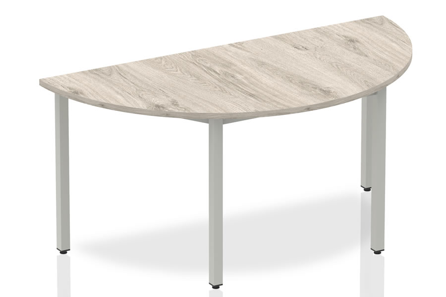 View Grey Oak SemiCircular Home Office Meeting Table 25mm Scratch Resistant Table Top Steel Grey Post Legs Impulse Meeting Table Gladstone information