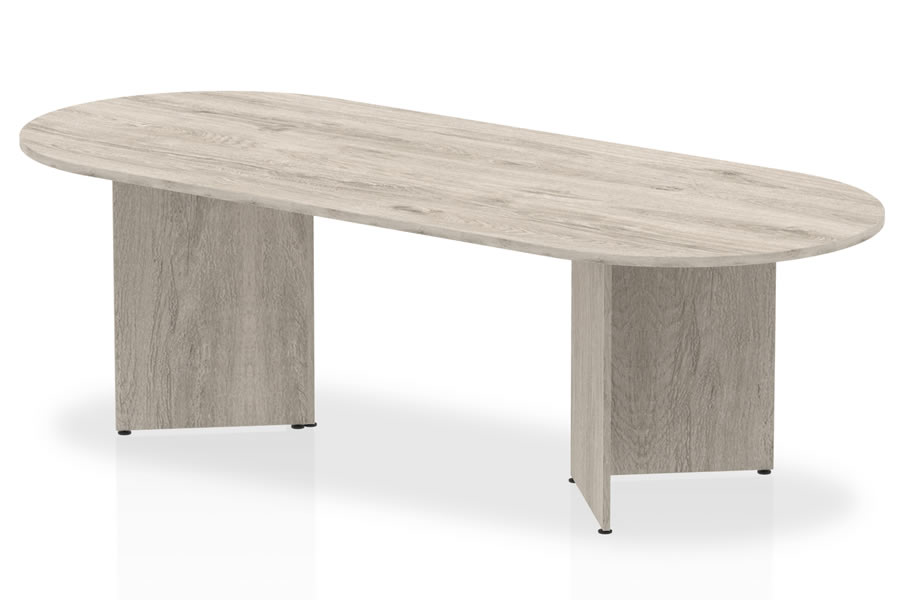 View Grey Oak Large Boardroom Table To Seat 810 People Rounded Ends 240cm x 120cm Scratch Resistant Surface Panel Legs With Levelling Feet Gladsto information