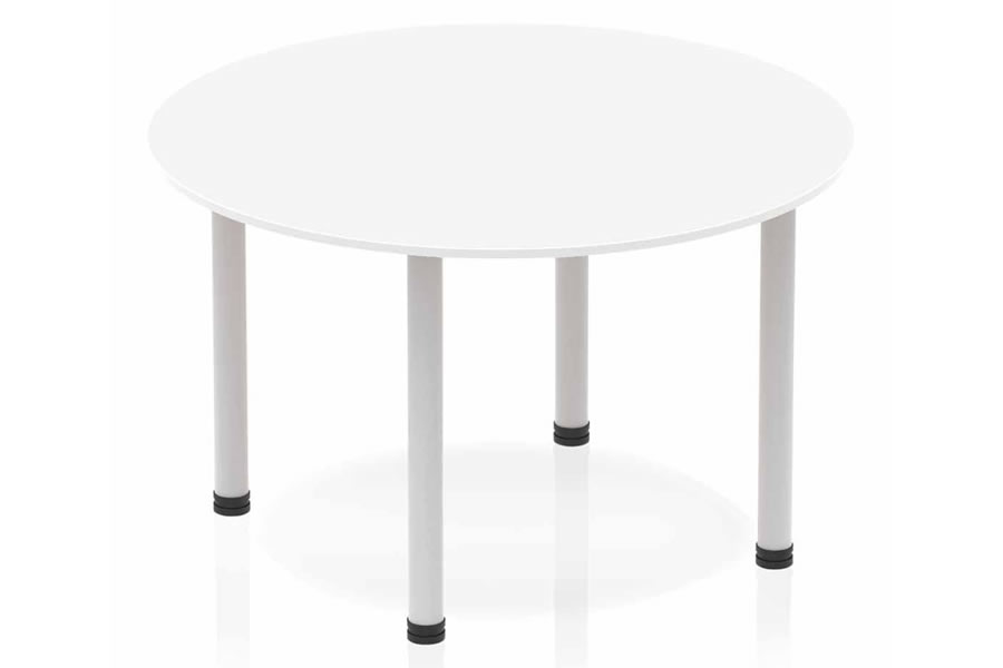 View White Finish 120cm Round MultiPurpose Meeting Table Scratch Resistant Surface Seat 4 People Polar information