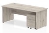 Gladstone Grey Oak Straight Panel Desk And Pedestal