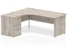 Gladstone Grey Oak Corner Panel Desk And Pedestal